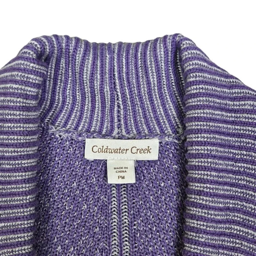Coldwater Creek Heather Purple Open Front Sweater Cardigan Size Medium Petite‎ - Picture 3 of 11